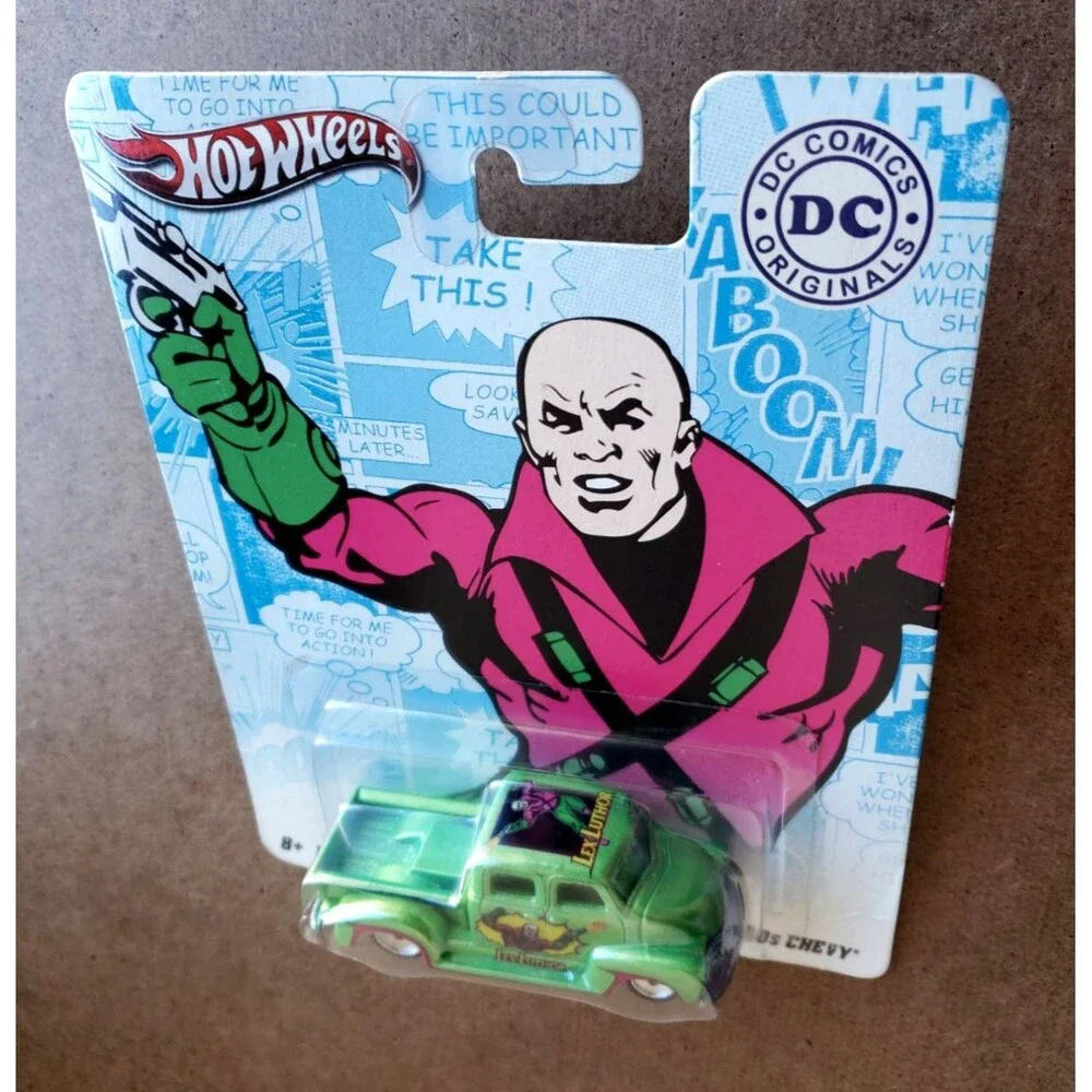 2011 Hot Wheels '50s CHEVY LEX LUTHOR Green Nostalgia: DC Comics Moon Dish 1:64